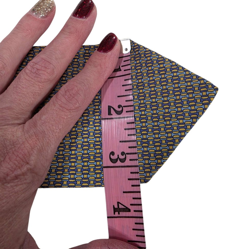 GUCCI Silk Tie Blue Yellow Geometric Pattern Made in Italy Men's Luxury Designer - Picture 4 of 13
